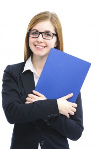 Woman holding resume for a job interview